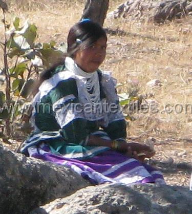 tepehuano_durango_19.jpg - Teloscopic view of costume from unknown town in Durango, The lace on the sleeves and the shoulder  defenitly are from another town.