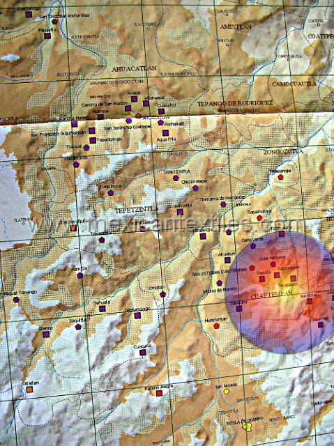 nahua_cuautempan_03.JPG - The highlighted area is the municipality of Cuautempan , notice to the north there are no Nahuatl speaking village, The is because the municipalities of Zongozotla and Tepango de Rodriquez are Totan acan speaking municipalities. To the north east is tepezintla and Ahuacatla. Half of Ahuacatlan speaks Nahuatl and is the demarcation line between the totonacan regions and the Nahua speakers. Tepezintla is 90 % Nahuatl speakers with one town spreaking Totonacan.
