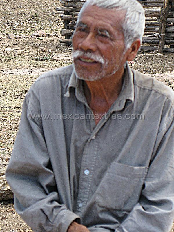 tepehuano_men_01.jpg - Documentation of tepehuano indigenous textiles from Huajicori, Nayarit, Mexico. tepehuano man who spent time with us, relating infomation about the geography of the region.